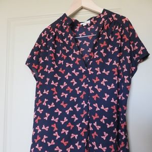 SOLD Pleione  Bow Patterned Blouse EUC